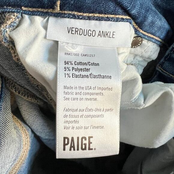 Paige Verdugo Ankle Skinny Jeans Women's 29 Mir Rise Side Stripe Stretch Denim - Picture 6 of 7